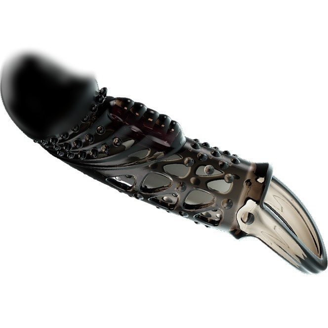 Насадка-удлинитель с вибрацией и кольцом на мошонку "Pretty Love Cecelia" черная 