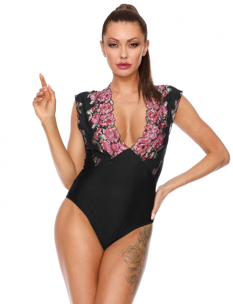 Боди с глубоким декольте "Excellent Beauty" черное, S/M 