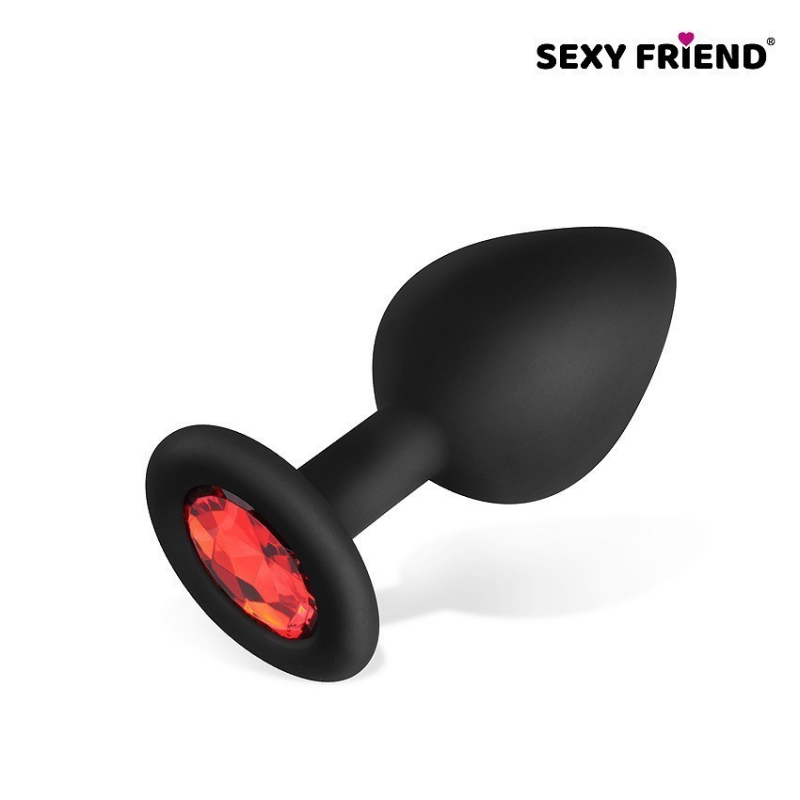 Пробка с красным кристаллом "Sexy Friend" черная, M 