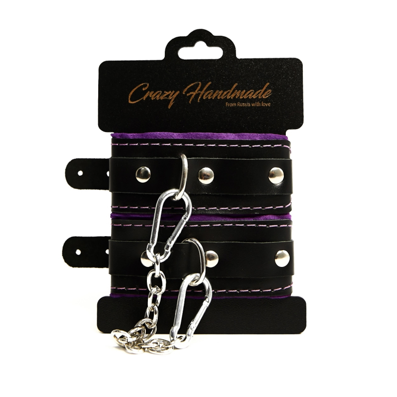 Наручники с мягкой фиолетовой подкладкой "Crazy Handmade" кожа 