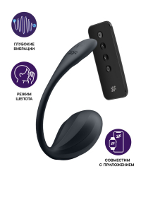 Виброяйцо на дистанционном управлении "Satisfyer Ribbed Petal" + приложение, черное